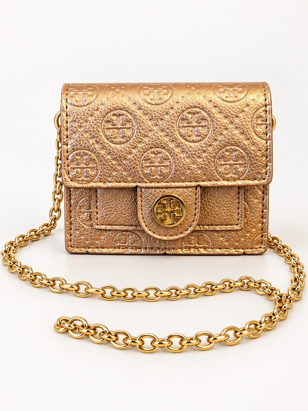 Gold Mini Crossbody Bag with Chain Strap
